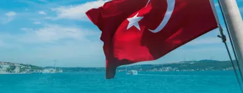 Turkish Flag along a sea shore.